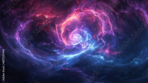 Amazing cosmic backdrop and nebula swirling purple and blue colors in outer space