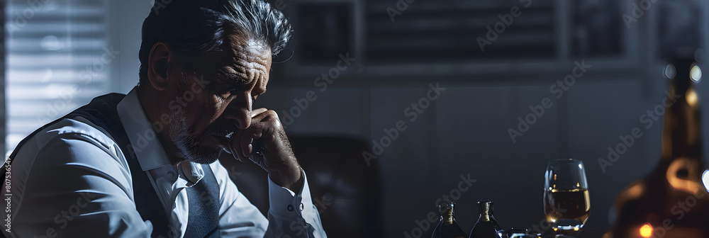 Alcoholic businessman in depression Alcoholic businessman in depression