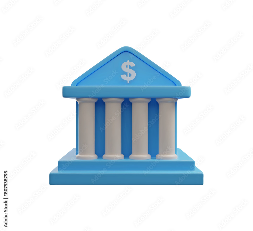 Bank building 3D icon vector illustration Bank building 3D icon vector illustration