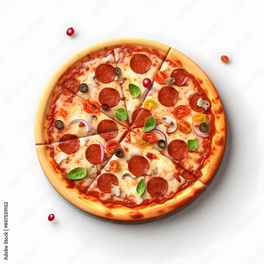 Digital technology 3d colorful cute pizza icon