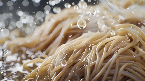 Fresh Soba Noodles Packshot Exuding Texture and Freshness photo