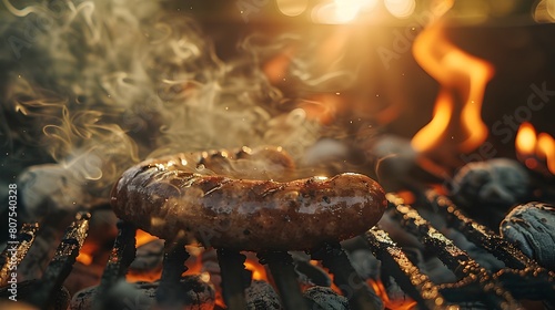 Cinematic Boerewors Sausage Sizzling on Traditional South African Braai