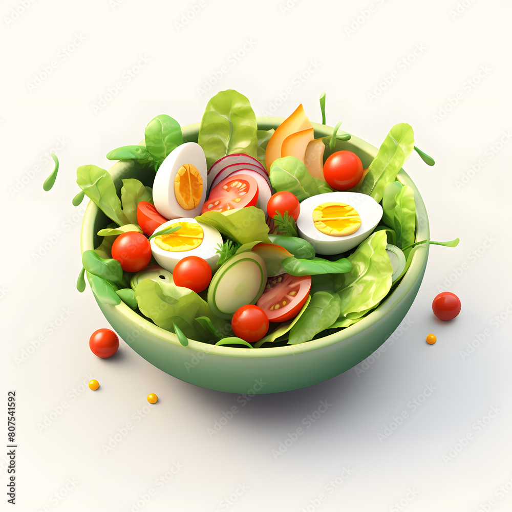 Digital technology 3d colorful cute salad icon