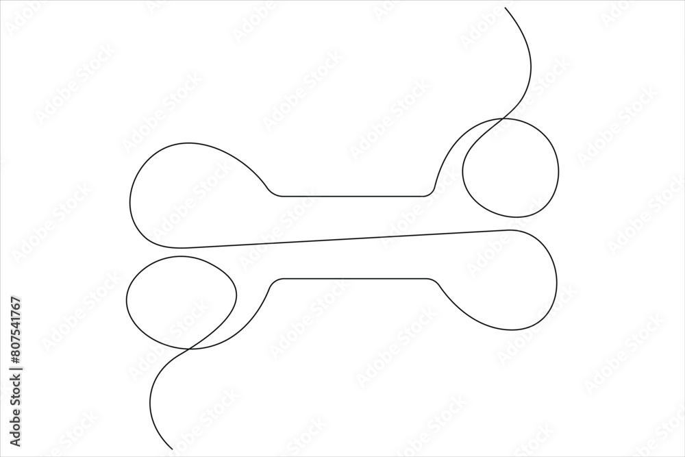Vector illustration of dog bone continuous one line art drawing concept Vector illustration of dog bone continuous one line art drawing concept