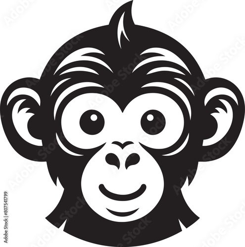 Canvas Print Funny monkey face silhouette vector illustration.