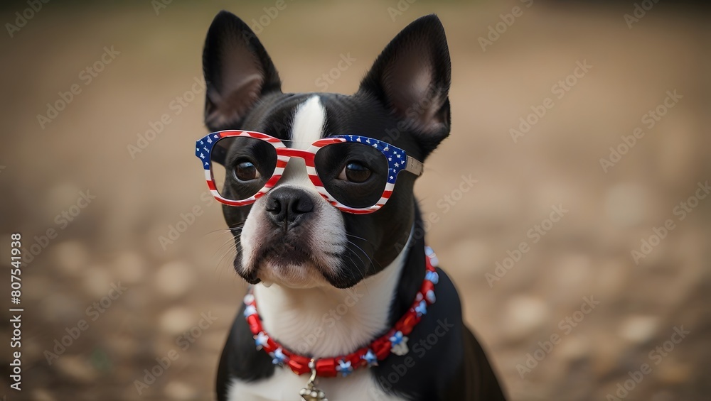 Patriotic Pooch: Dog with American Flag Art Adorning its Glasses!