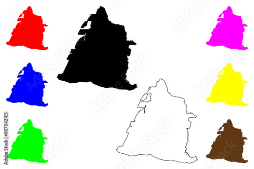Changhua County (Administrative divisions of Taiwan, Republic of China, ROC, Counties) map vector illustration, scribble sketch Changhua map..