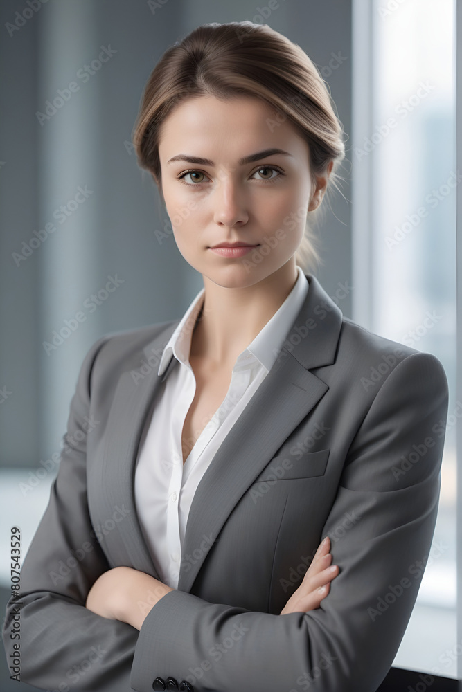 A confident portrait of her in a business attire, exuding determination and ambition in her career pursuits. AI Generative A confident portrait of her in a business attire, exuding determination and ambition in her career pursuits. AI Generative
