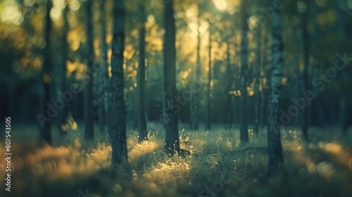 blurry forest trees leafs background, copy and text space, 16:9 © Christian