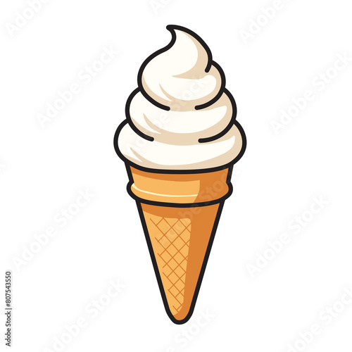 Illustration Vector Graphic Cartoon of a  Vanila Ice Cream Cone 