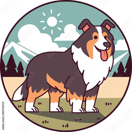 cute shetland sheepdog illustration