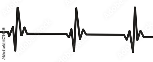 Electrocardiogram, EKG monitoring in an emergency. Heartbeat black line on the monitor. Vector illustration with editable stroke. eps 10