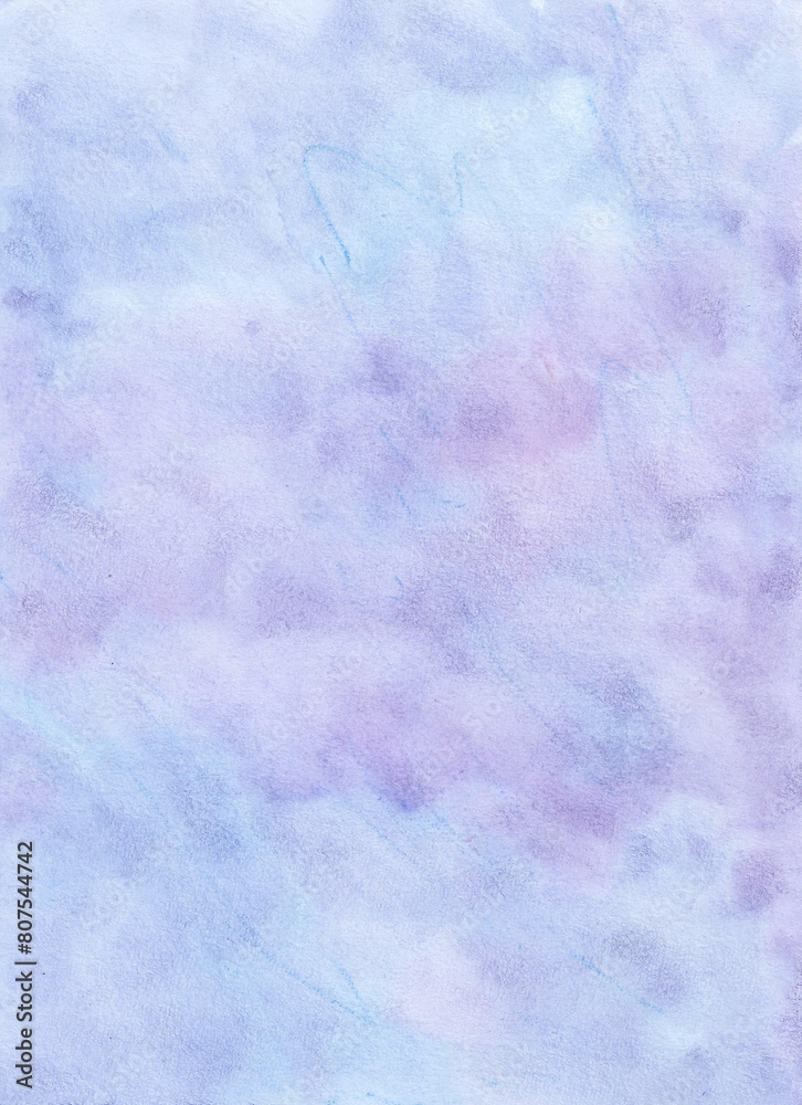 Obraz premium Watercolor painting abstract background of colorful sky and fluffy clouds on paper. Template for pastel cloud, card or poster and cover. copy space for the text. Hand painted texture style. vertical