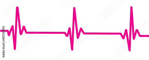 Electrocardiogram, EKG monitoring in an emergency. Heartbeat purple line on the monitor. Vector illustration with editable stroke. eps 10