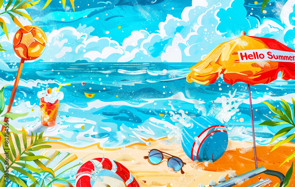 beautiful Summer background illustration design for summer sale or promotion