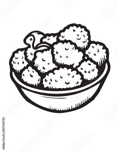 Illustration Coloring draw favorite food delicious nuggets black and white version good for kids