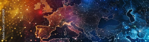 Europe's Digital Pulse Map of Connectedness. Concept European Tech Hubs photo