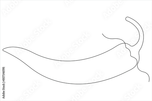 Hot spice chili pepper in continuous one line art drawing of style vector illustration