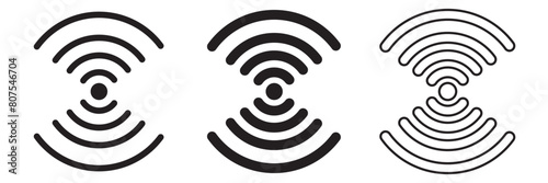 Radio tower icon set. Internet and mobile connection. Linear style. Signal set vector icons. Radio signals waves and light rays, radar, wifi, antenna and satellite signal symbols. 11:11