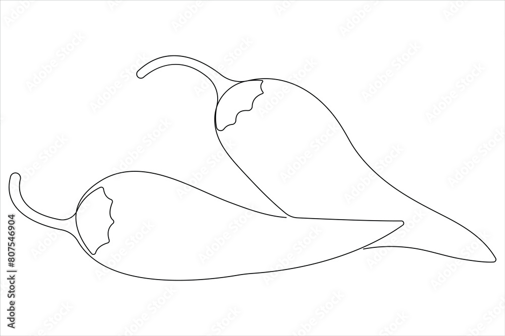 Hot spice chili pepper in continuous one line art drawing of style vector illustration