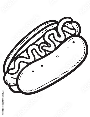 Illustration Coloring draw favorite food good hotdog black and white version good for kids