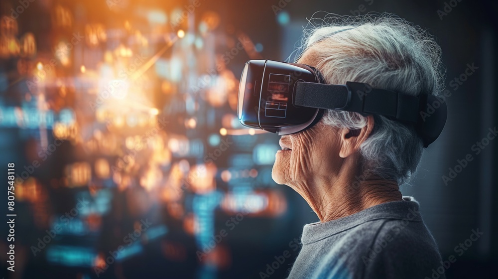 Aged Individual Engaging with Modern Technology: The Virtual Reality Experience for Elderly Leisure