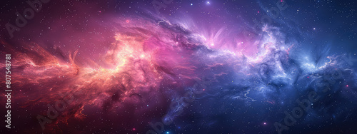 A vibrant background of swirling cosmic clouds  with deep purples and blues creating an otherworldly atmosphere. Created with Ai