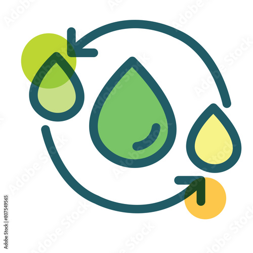 Water - Green icon set with symbols of ecological cities, eco-technology, renewable energy, sustainable development, climate change, and global warming