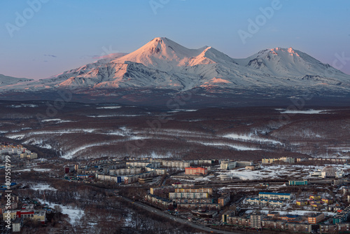 Kamchatka region, view of the city and Avachinsky volcano from Mishennaya Hill photo