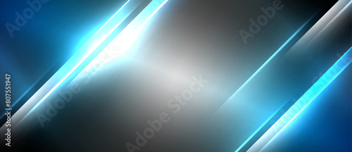 Experience the vibrant energy of a nighttime event with electric blue and black backgrounds illuminated by glowing lines and automotive lighting, creating a mesmerizing pattern in the darkness