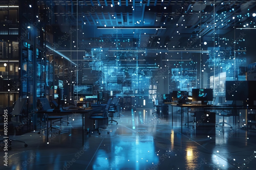 Dynamic network data flow visualization in a hightech workspace Dynamic network data flow visualization in a hightech workspace