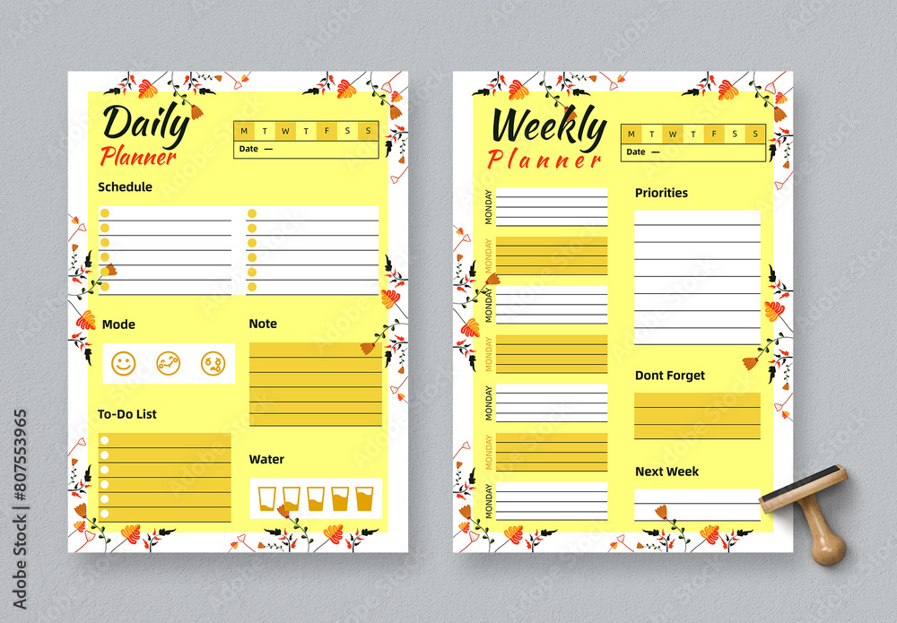 Daily And Weekly Planner Stock Template | Adobe Stock