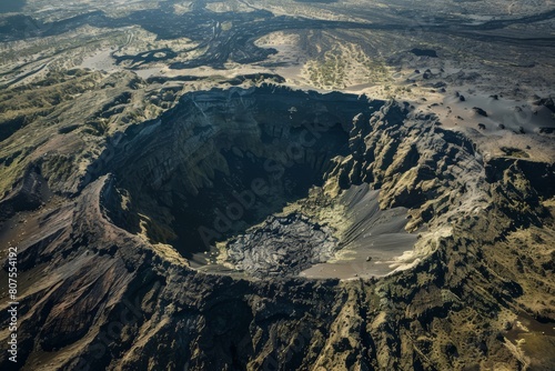 Wallpaper Mural A bird's-eye view of an empty crater, its vast expanse stretching out in all directions, a testament to the power and majesty of nature, Generative AI Torontodigital.ca