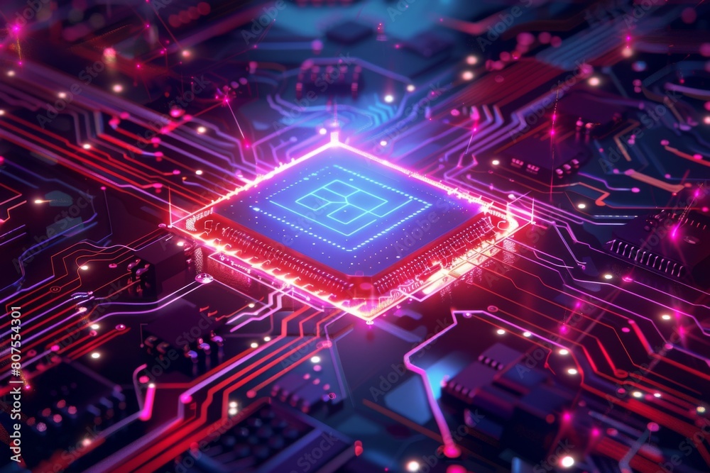 CPU processor microchip circuit board illustration created with generative ai CPU processor microchip circuit board illustration created with generative ai
