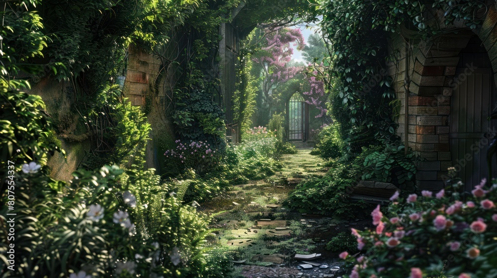 magical garden hidden behind ivy-covered walls, its winding paths leading to secluded alcoves and hidden reading spots. I wander through the lush foliage, magical garden hidden behind ivy-covered walls, its winding paths leading to secluded alcoves and hidden reading spots. I wander through the lush foliage,