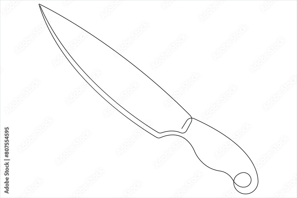 Continuous one line art drawing of knife outline vector illustration Continuous one line art drawing of knife outline vector illustration