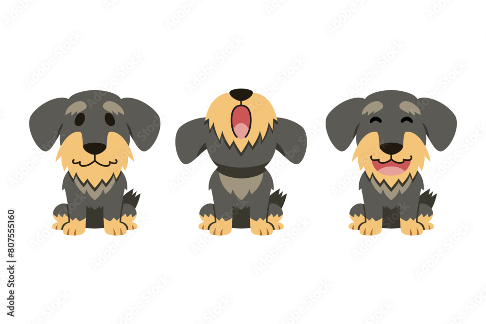 Naklejka premium Set of vector cartoon character cute dog for design.
