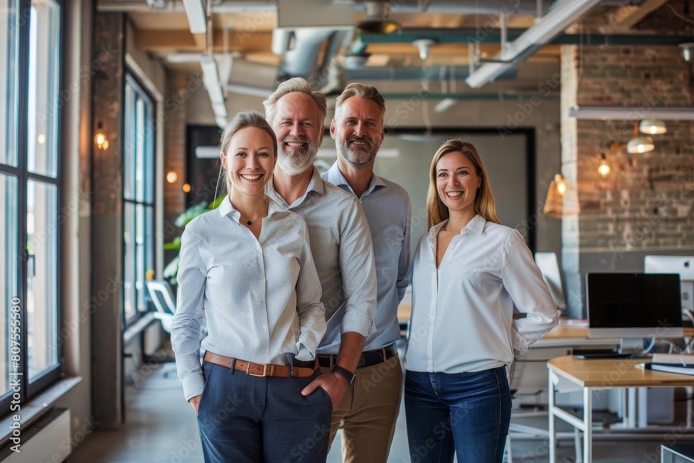 Smiling, confident business professionals in a relaxed office environment Smiling, confident business professionals in a relaxed office environment