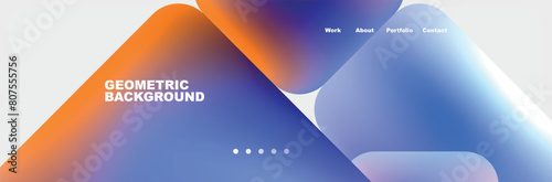 A techinspired geometric background featuring electric blue and orange triangles on a white backdrop, creating a modern and dynamic pattern reminiscent of graphics on a display device