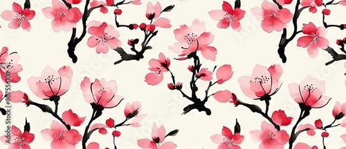 Sakura Cherry Blossom Japanese Floral Background