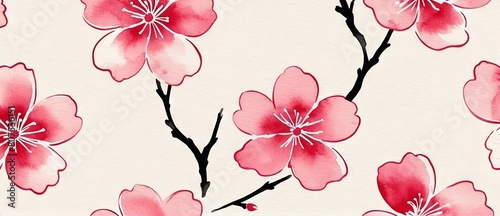 Sakura Cherry Blossom Japanese Floral Background