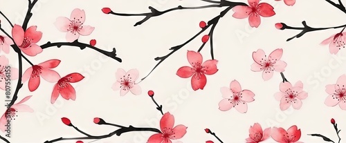 Sakura Cherry Blossom Japanese Floral Background