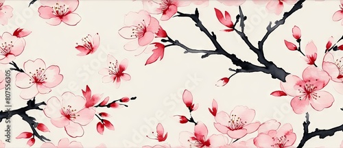 Sakura Cherry Blossom Japanese Floral Background