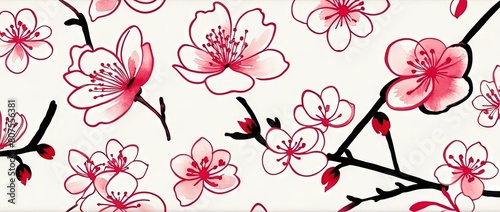 Sakura Cherry Blossom Japanese Floral Background