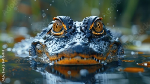 Close-Up of a Crocodiles Face in Water © Tetiana