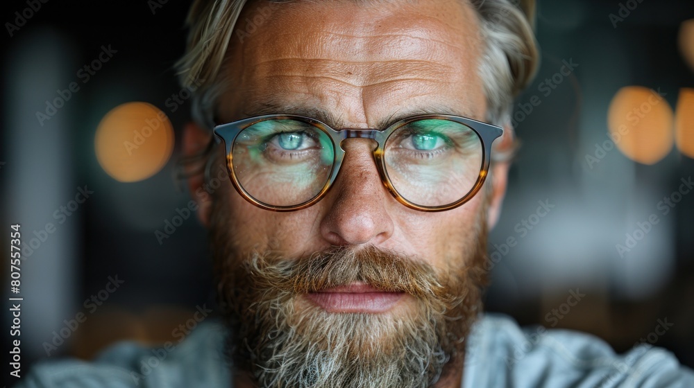 Bearded Man With Glasses Looking at Camera
