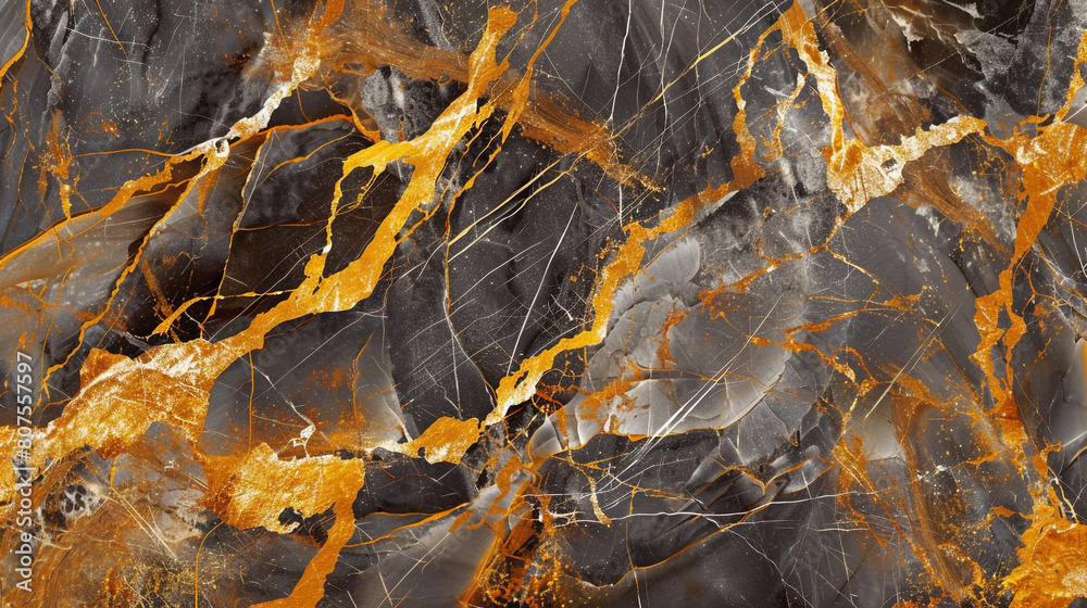Dramatic amber  slate grey marble background with opulent golden veins simulating a deluxe stone texture