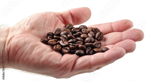 Handful of Freshly Roasted Coffee Beans. A Delicious Cupping Experience