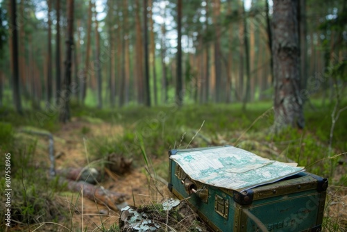 Geocache Adventure: Exploring the Forests with GPS. Find the Box and Sign the Log Book