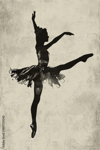 Elegant Ballet Dancer Silhouette. Artistic Illustration of Female Balerina in Sport Dance photo